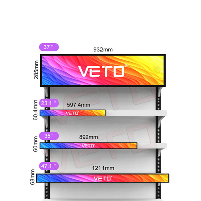 VETO 23.1 Inch Ultra Wide Stretched Bar Lcd Display Indoor Advertising Media Player Màn hình cạnh kệ kỹ thuật số
