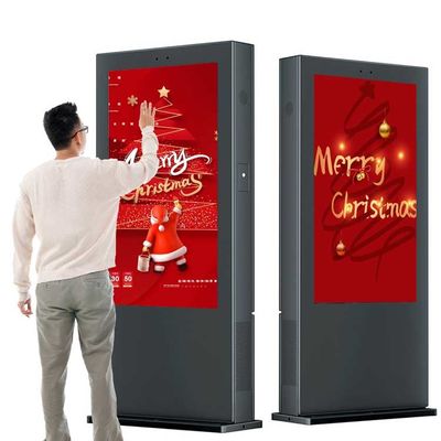 Chất lượng 55 inch tương tác bên ngoài bảng hiệu kỹ thuật số Totem siêu sáng không thấm nước nhà máy sản xuất