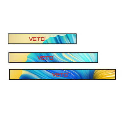 VETO Đơn vị kích thước kéo dài thanh màn hình LCD trong nhà quảng cáo kệ cạnh biển báo kỹ thuật số cho siêu thị